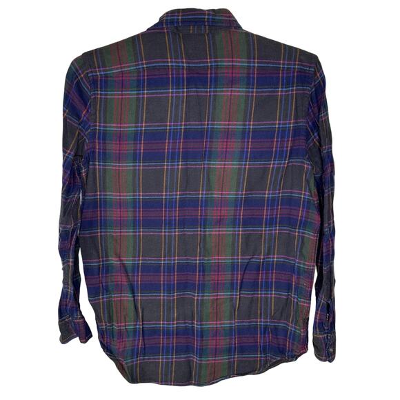 Polo Ralph Lauren Women's Medium Flannel Shirt Plaid Embroidered Peacock GUC - Picture 2 of 6